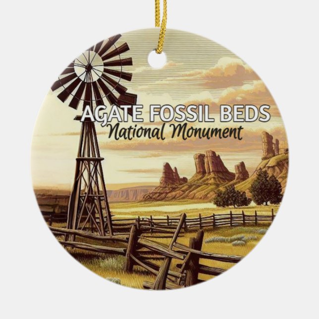 Agate Fossil Beds National Monument Christmas  Ceramic Ornament (Front)