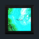 Agate Gemstone Geode Abstract Teal Custom Name  Gift Box<br><div class="desc">Designed with text template for monogram name and elegant agate art background,  this makes a beautiful personalized favour or gift for special occasions like weddings,  bridal shower,  birthdays,  anniversary,  holidays etc.</div>