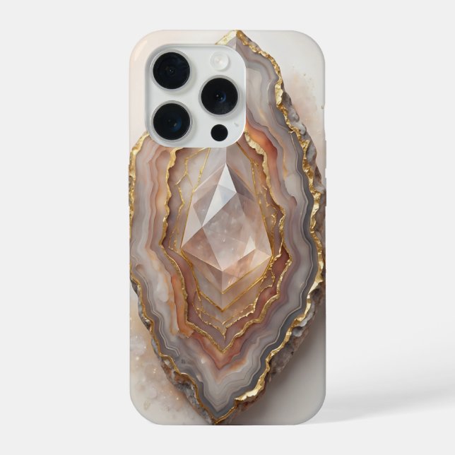 Agate Geode Crystal Gold Luxury Mineral Art iPhone Case (Back)