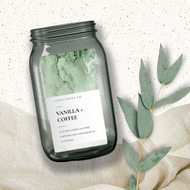 AGATE GEODE EMERALD JADE GREEN MODERN CANDLE LABEL (Creator Uploaded)