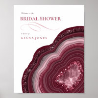 Agate Geode Glitter Bridal Shower Burgundy ID647