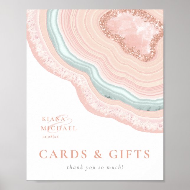 Agate Geode Glitter Cards & Gifts Rose Gold ID647 Poster (Front)