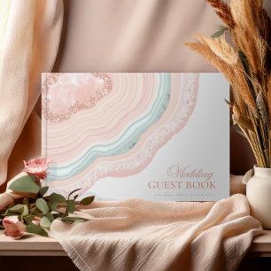 Agate Geode Glitter Wedding Rose Gold ID647 Guest Book