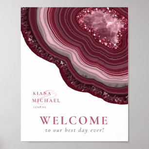 Agate Geode Glitter Welcome Burgundy ID647 Poster