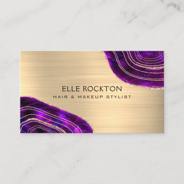 Agate Geode Gold Metal Business Card (Front)