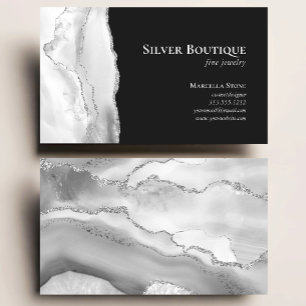 Agate Geode Jewellery Designer Grey White Silver Business Card