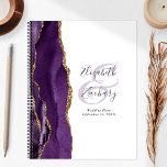 Agate Geode Purple Gold Wedding Plans Planner<br><div class="desc">This elegant modern wedding planner features a purple watercolor design trimmed with faux gold glitter. Easily customize the charcoal grey text on a white background, with the names of the bride and groom in handwriting calligraphy over a large ampersand. Add the title and wedding date below in italics. The back...</div>