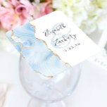 Agate Geode Script Baby Blue Gold Wedding Square Paper Coaster<br><div class="desc">This elegant modern wedding coaster features a baby blue watercolor agate geode design trimmed with faux gold glitter. Easily customize the charcoal grey text on a white background,  with the couple's names in handwriting calligraphy over a large,  pale blue ampersand.</div>