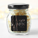 Agate Geode Script Black Rose Gold Dark Wedding Square Sticker<br><div class="desc">This elegant modern wedding sticker features a black watercolor agate geode design trimmed with faux rose gold glitter. Easily customize the rose pink text on an off-black background,  with the names of the bride and groom in handwriting calligraphy over a large grey ampersand.</div>