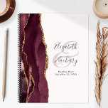 Agate Geode Script Burgundy Gold Blush Wedding Planner<br><div class="desc">This elegant modern wedding planner features a burgundy watercolor design trimmed with faux gold glitter. Easily customize the charcoal grey text on a blush background, with the couple's names in handwriting calligraphy over a large ampersand. Add the title and wedding date below in italics. The back cover features a matching...</div>