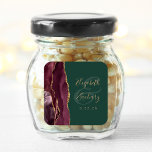 Agate Geode Script Burgundy Gold Green Wedding Square Sticker<br><div class="desc">This elegant modern wedding sticker features a burgundy watercolor agate geode design trimmed with faux gold glitter. Easily customize the gold-coloured text on an emerald green background,  with the names of the bride and groom in handwriting calligraphy over a large ampersand.</div>