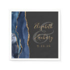 Agate Geode Script Navy Blue Gold Dark Wedding