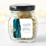 Agate Geode Script Teal Gold Wedding Square Sticker<br><div class="desc">This elegant modern wedding sticker features a teal blue watercolor agate geode design trimmed with faux gold glitter. Easily customize the charcoal grey text on a white background,  with the names of the bride and groom in handwriting calligraphy over a large,  light teal ampersand.</div>