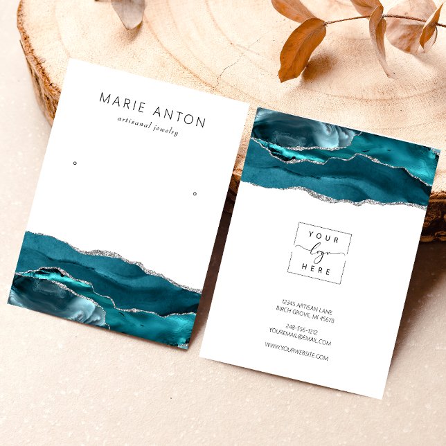 Agate Geode Teal Silver Earring Display Card (Creator Uploaded)