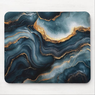 Agate Geode with Gold and Navy Blue Marble Mouse Pad