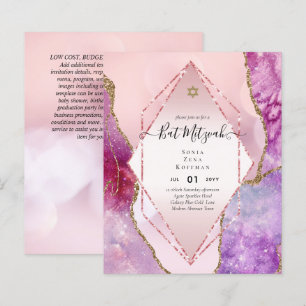 AGATE GLITTER BAT MITZVAH Invitations BUDGET