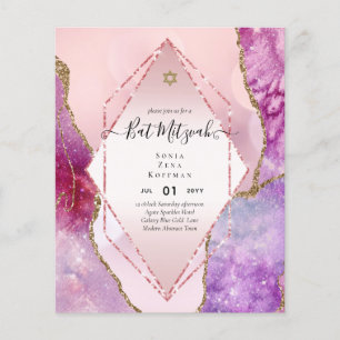 AGATE GLITTER BAT MITZVAH Invitations BUDGET Flyer