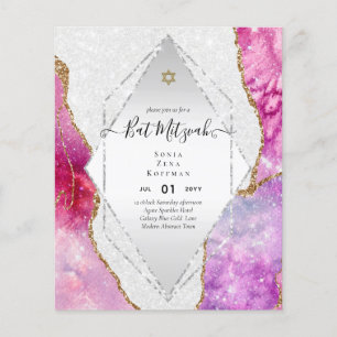 AGATE GLITTER BAT MITZVAH Invitations BUDGET Flyer