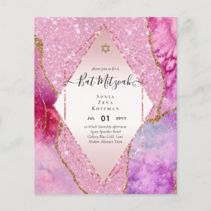 AGATE GLITTER BAT MITZVAH Invitations BUDGET Flyer