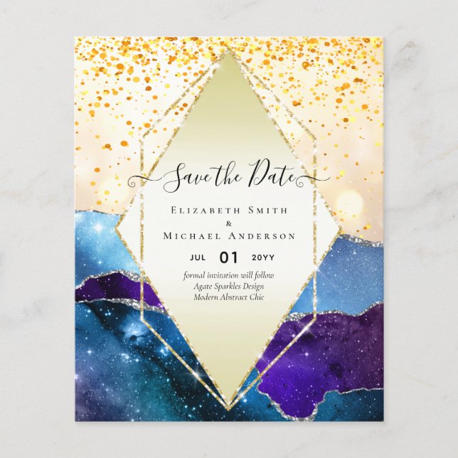 AGATE GLITTER Save The Dates Glamour BUDGET Flyer (Front)