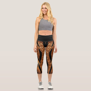 Agate Glitter Tiger Capri Leggings