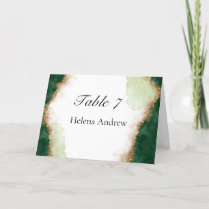Agate Gold & Green mariage Table Tente Place carte