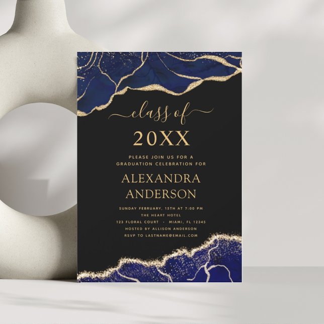 Agate Graduation Class of 2023 Navy Blue Invitation (Creator Uploaded)