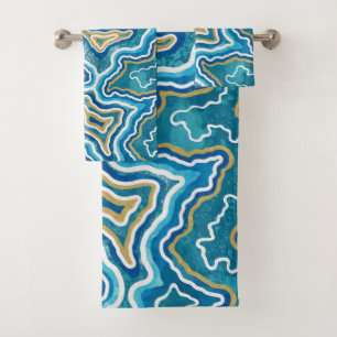 Agate graphique en or bleu