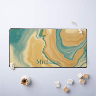 Agate Green & Cream Marble Nom personnalisé Lettre