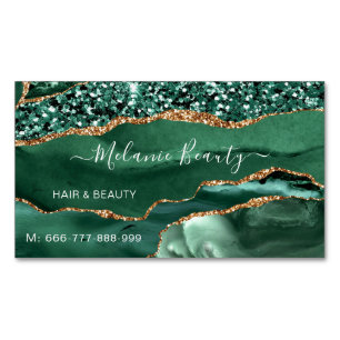 Agate Green Gold Glitter Business Card