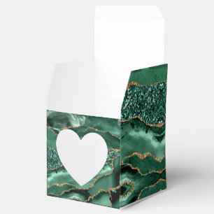 Agate Green Gold Glitter Geode Marble Custom Name Favor Box