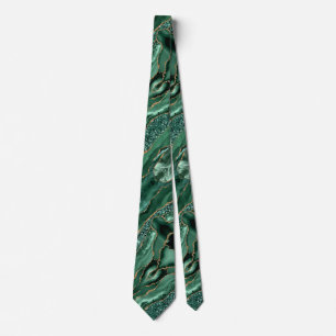 Agate Green Gold Glitter Marble Gemstone Neck Tie