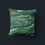 Agate Green Gold Glitter Marble Your Name Pillow<br><div class="desc">Agate Green Gold Glitter Geode Marble Custom Name Emerald Sparkle Personalized Birthday - Anniversary or Wedding Gift / Suppliest - Add Your Name - Text or Remove - Make Your Special Gift - Resize and move or remove and add text / elements with customization tool. Design by MIGNED. Please see...</div>
