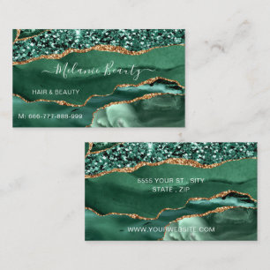 Agate Green Gold Glitter Modern Business Card