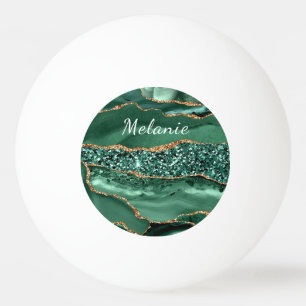 Agate Green Gold Glitter Your Name Ping Pong Ball