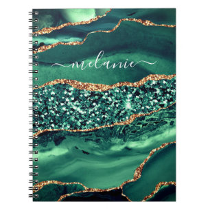 Agate Green Parties scintillant en or Carnet en ma