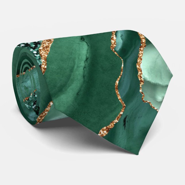 Agate Green Parties scintillant  marbre Cravate (Roulé)