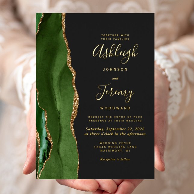 Agate Hunter Green Gold Dark Modern Wedding (Creator Uploaded)