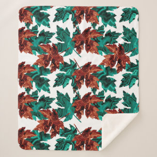 Agate Leaf Sherpa Blanket Spruce/Brown