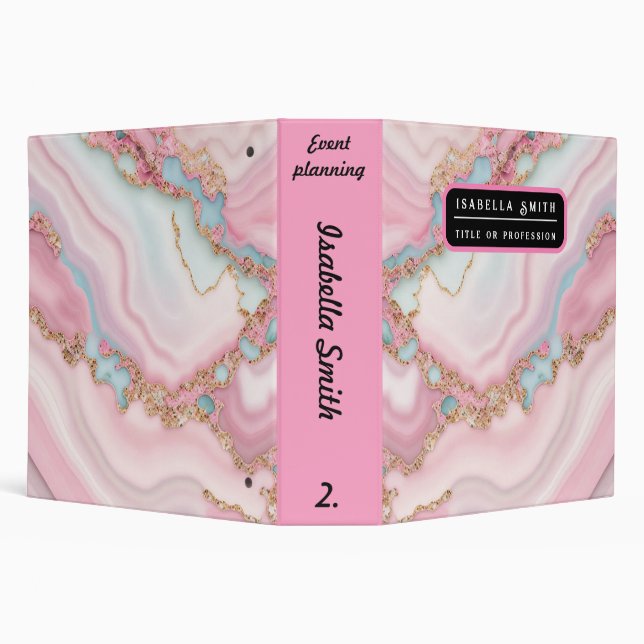 Agate Marble Modern Blue Pink Gold Collection Binder (Background)