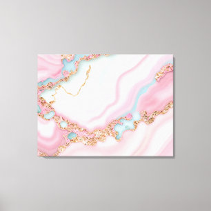 Agate Marble Modern Blue Pink Gold Collection Canvas Print