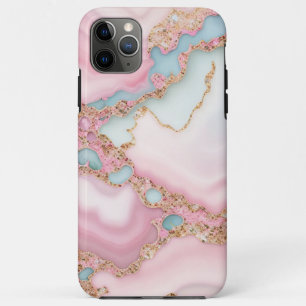 Agate Marble Modern Blue Pink Gold Collection iPhone 11 Pro Max Case