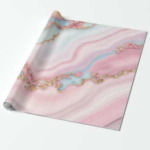 Agate Marble Modern Blue Pink Gold Collection Wrapping Paper
