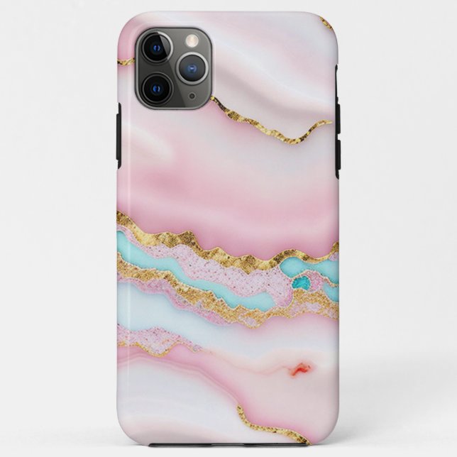 Agate Marble Popular Blue Pink Gold Collection Case-Mate iPhone Case (Back)