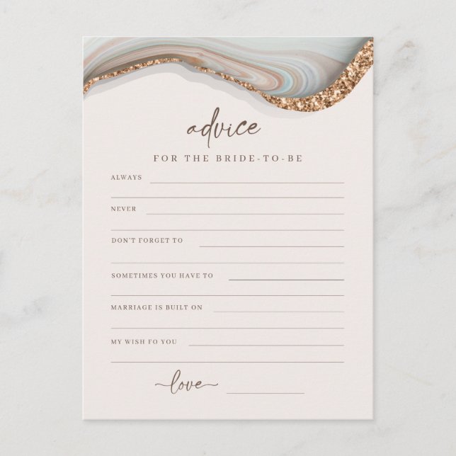 Agate Marble Stone Bride To Be Advice Card (Front)