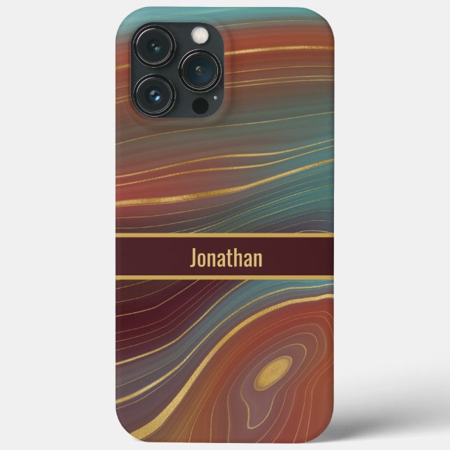 Agate Marble Strata - Burgundy Rust Dusty Aqua  Case-Mate iPhone Case (Back)