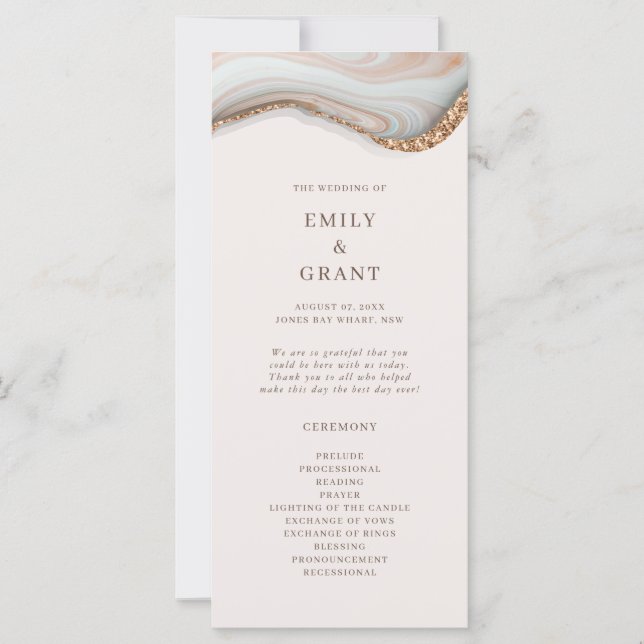 Agate Marble Texture Wedding Ceremony Program (Front)