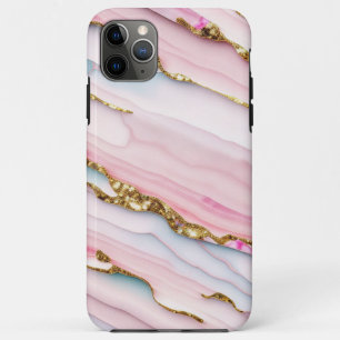 Agate Marble Trendy Blue Pink Gold Collection iPhone 11 Pro Max Case