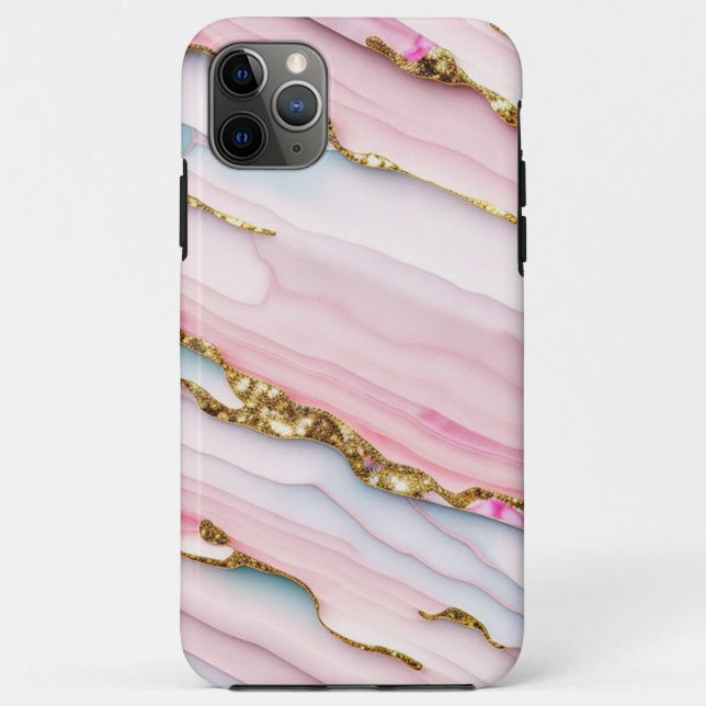 Agate Marble Trendy Blue Pink Gold Collection Case-Mate iPhone Case (Back)