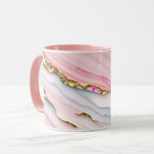 Agate Marble Trendy Blue Pink Gold Collection Mug
